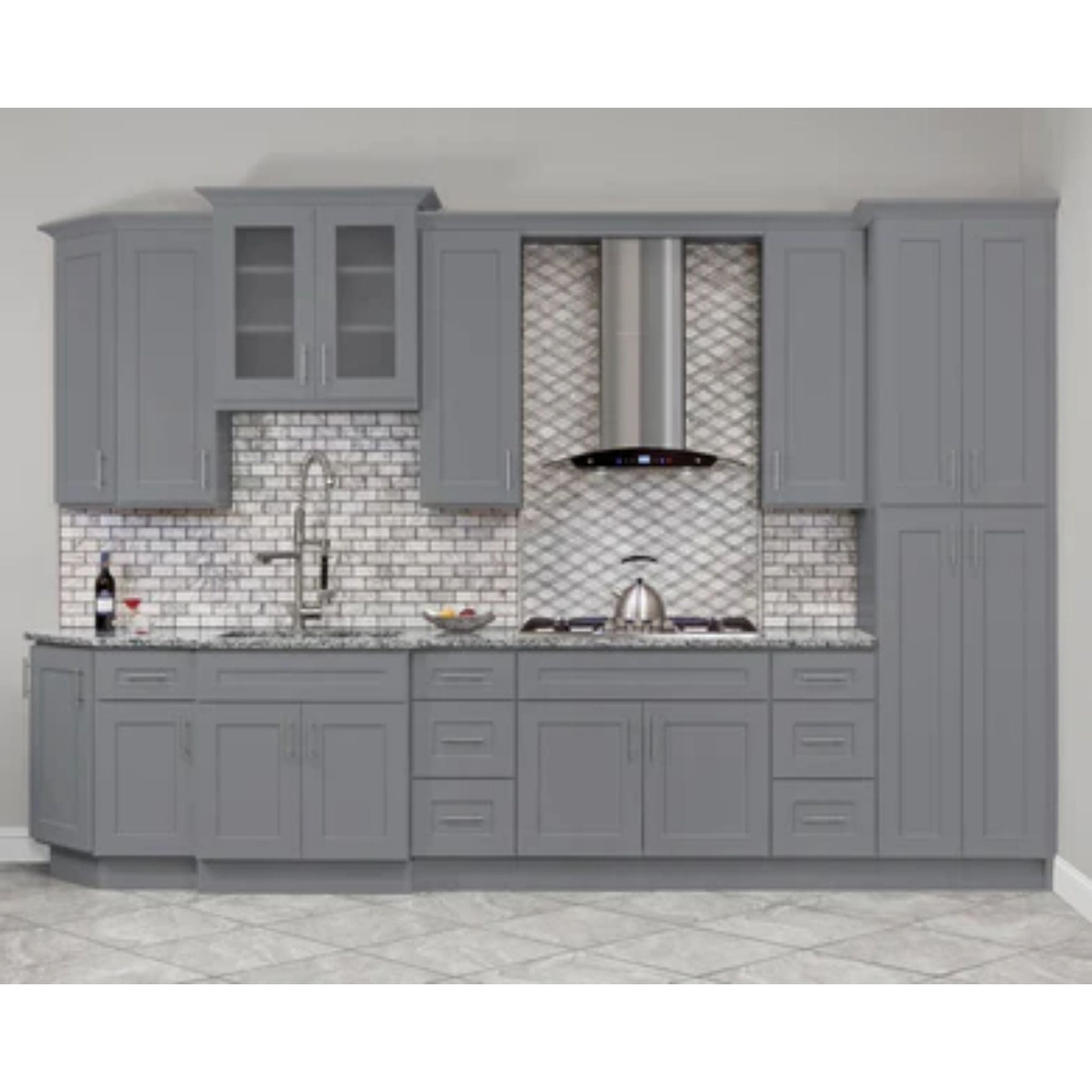 LessCare 30" x 30" x 12" Colonial Gray Mullion Door Wall Kitchen Cabinet - WMD3030