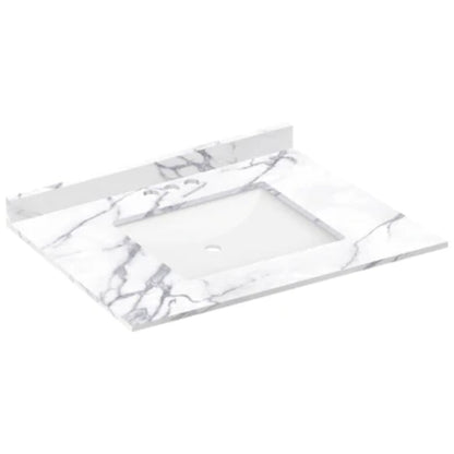 LessCare 31" x 22" Calacatta White Vanity Top with Square Sink - 4 in Faucet Spread