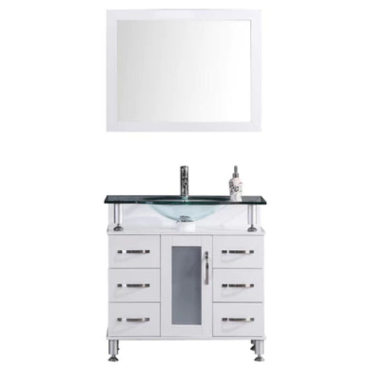 LessCare 35" White Modern Vanity Cabinet