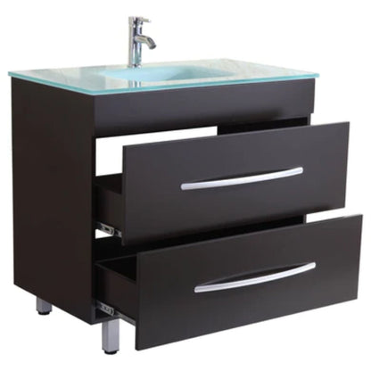 LessCare 36" Black Vanity Sink Base Cabinet with Mirror - Style 4