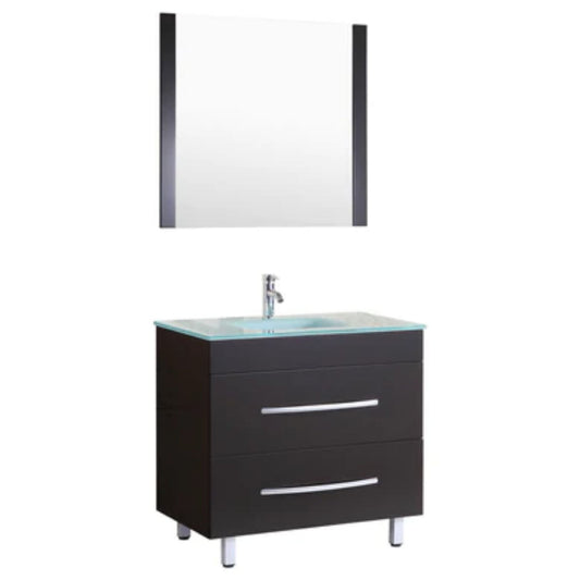 LessCare 36" Black Vanity Sink Base Cabinet with Mirror - Style 4