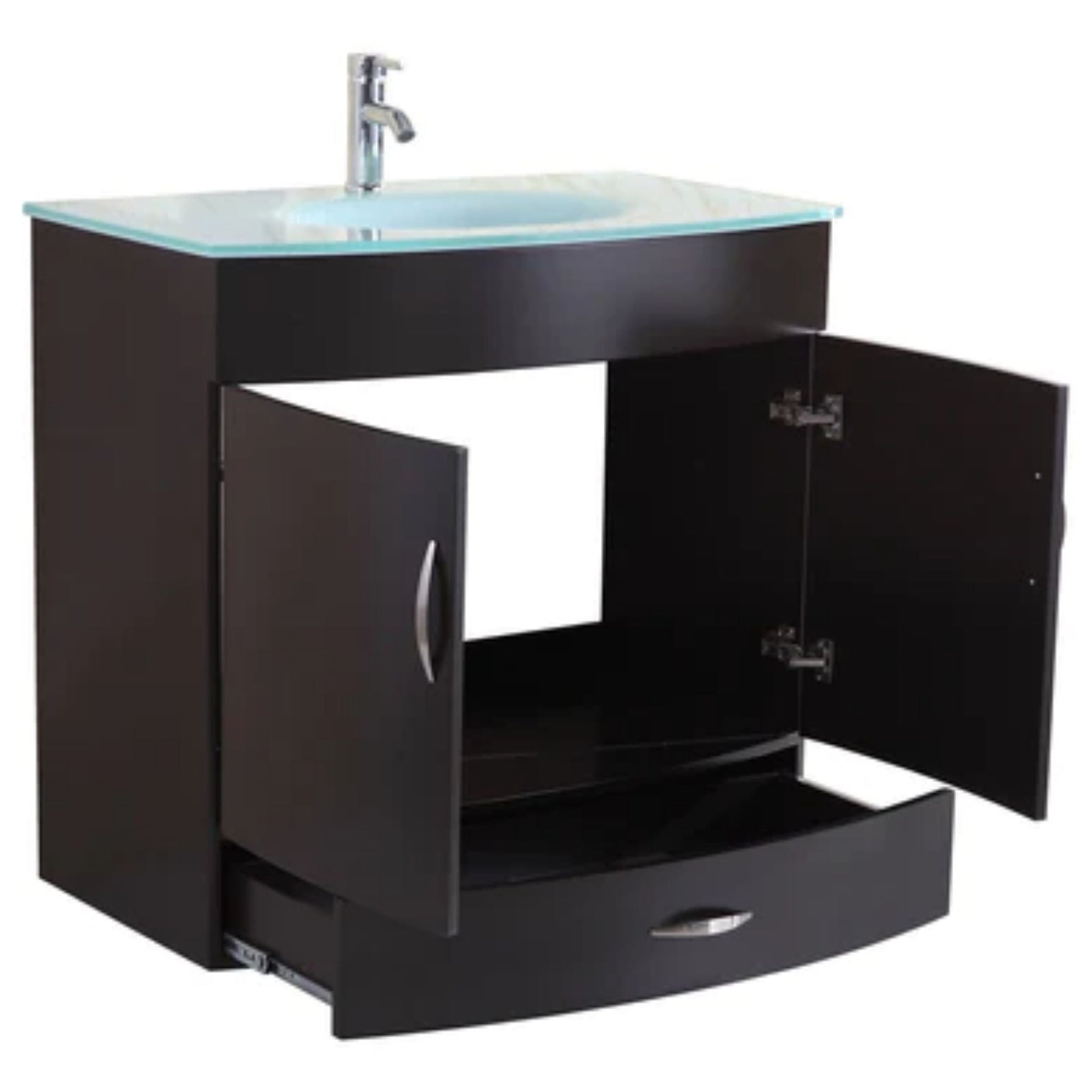 LessCare 36" Black Vanity Sink Base Cabinet with Mirror - Style 5