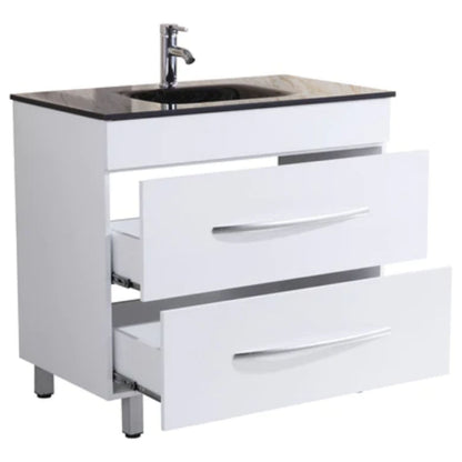 LessCare 36" White Vanity Sink Base Cabinet with Mirror - Style 4