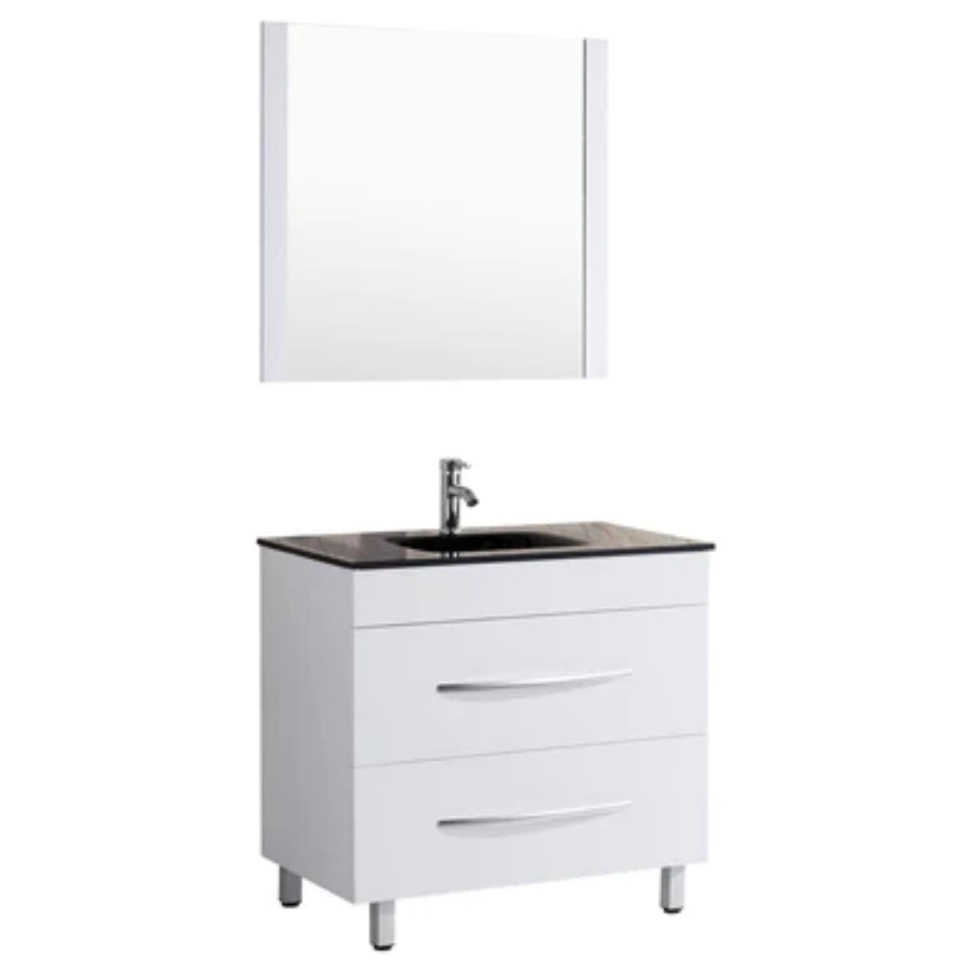 LessCare 36" White Vanity Sink Base Cabinet with Mirror - Style 4