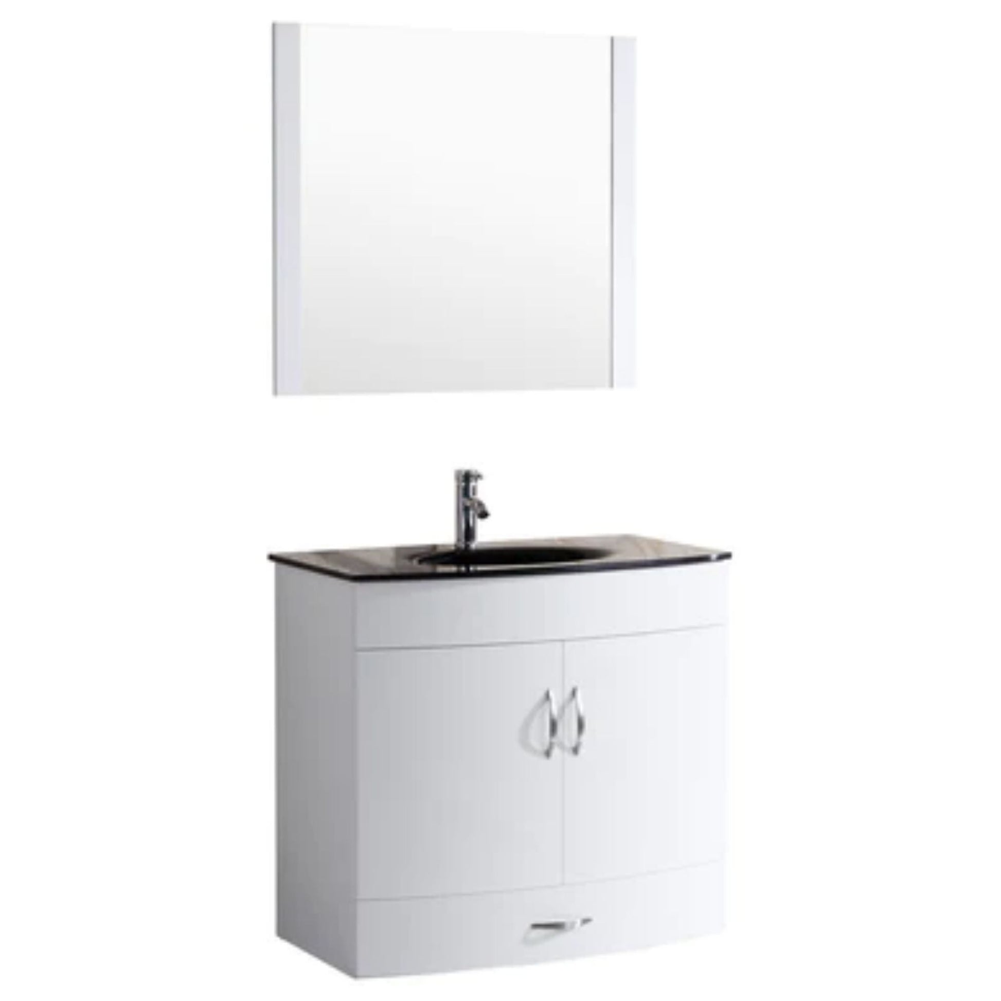 LessCare 36" White Vanity Sink Base Cabinet with Mirror - Style 5