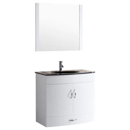 LessCare 36" White Vanity Sink Base Cabinet with Mirror - Style 5