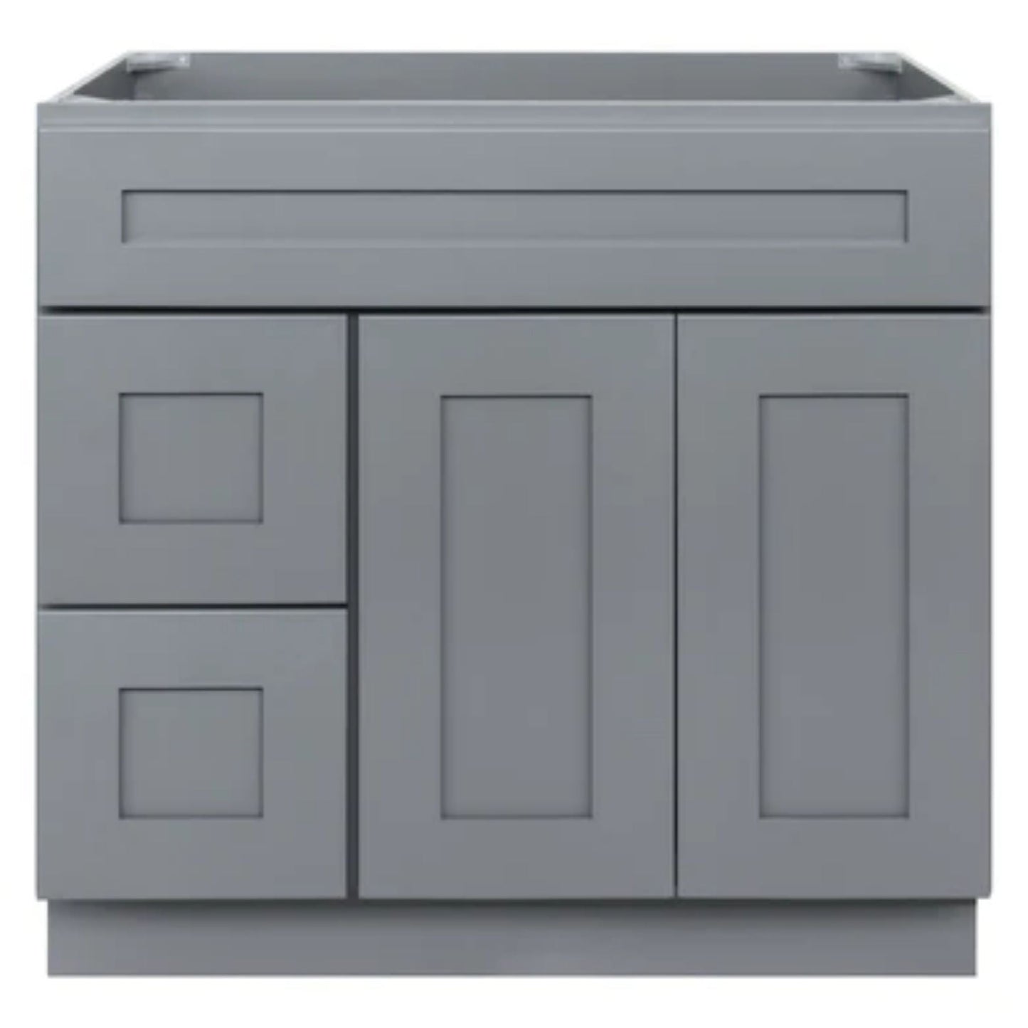 LessCare 36" x 21" x 34 1/2" Colonial Gray Vanity Sink Base Cabinet with Left Drawers