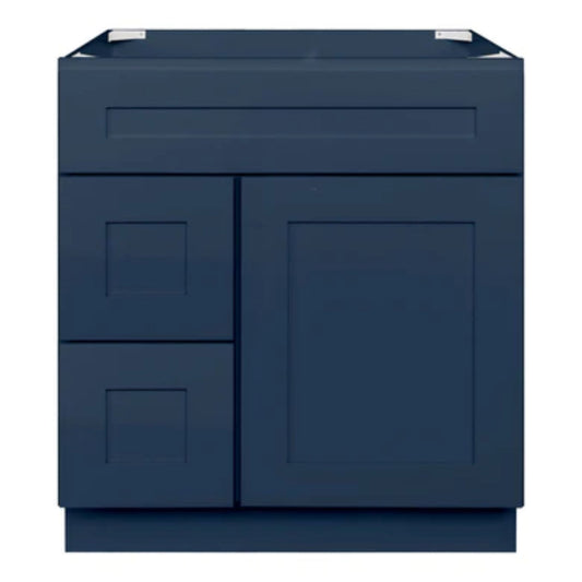LessCare 36" x 21" x 34 1/2" Danbury Blue Vanity Sink Base Cabinet with Left Drawers