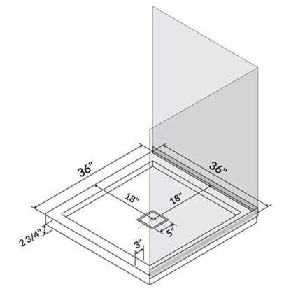 LessCare 36 x 36 Single Threshold Shower Pan Base Alcove Center Drain
