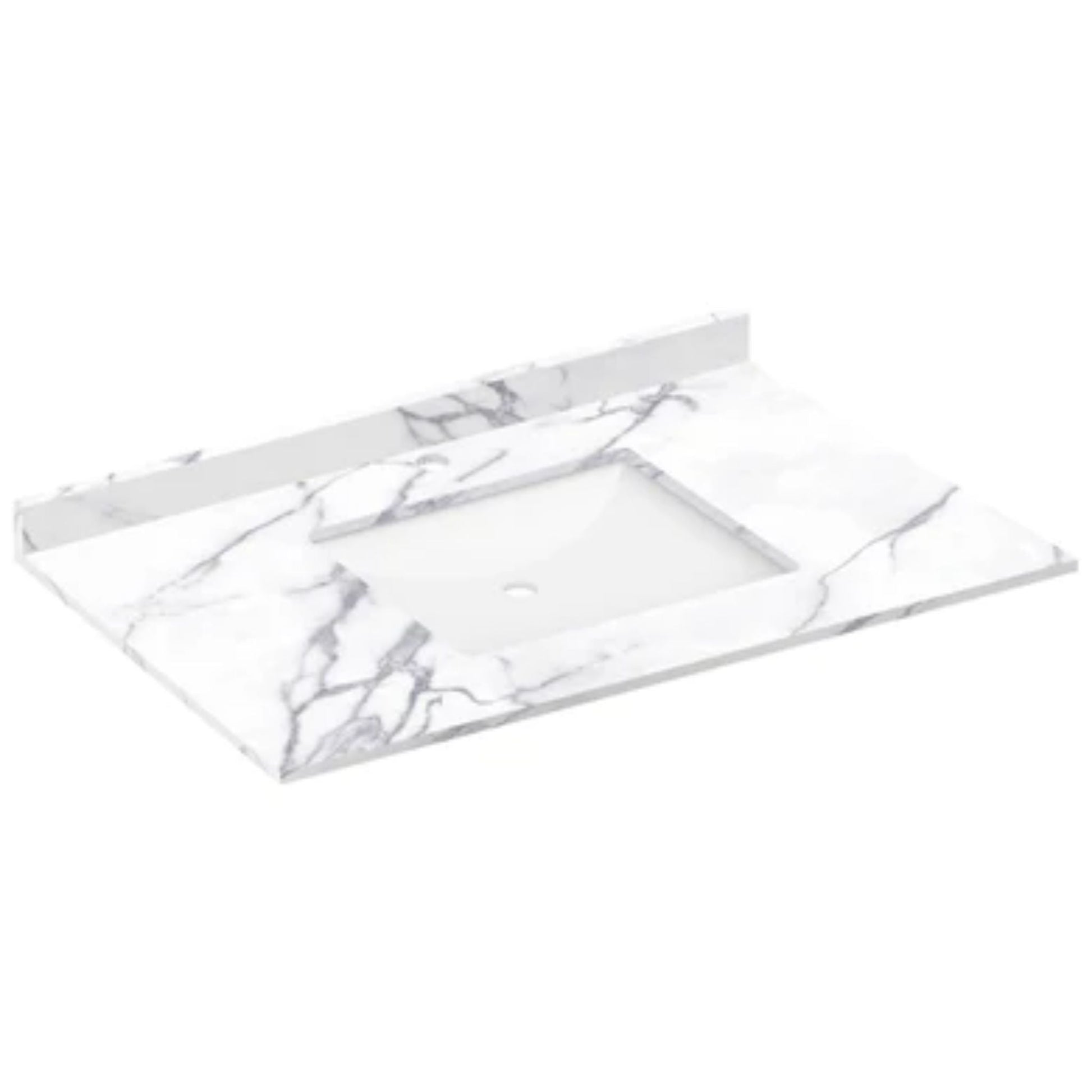 LessCare 37" x 22" Calacatta White Vanity Top with Square Sink - Single Faucet