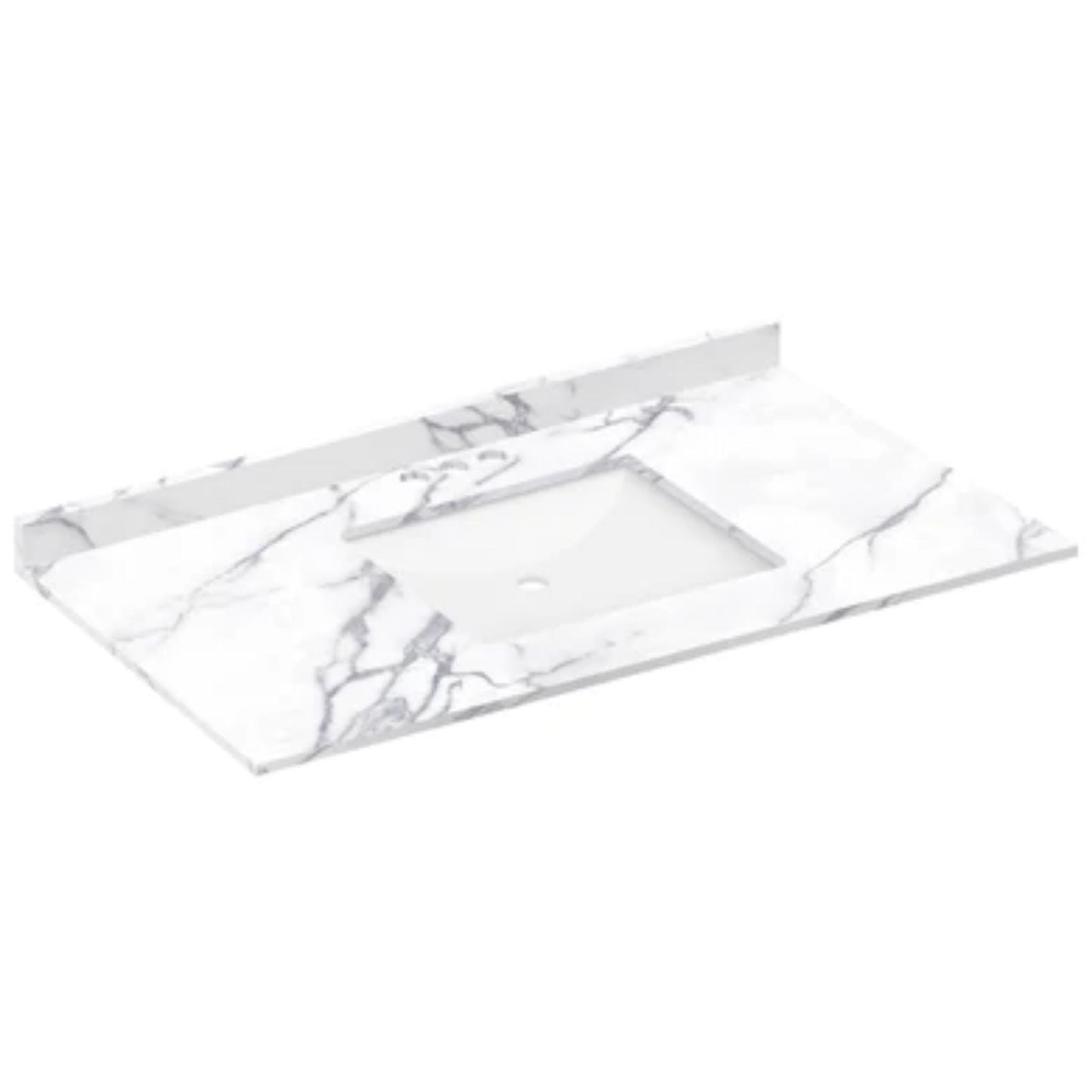 LessCare 43" x 22" Calacatta White Vanity Top with Square Sink - 4 in Faucet Spread