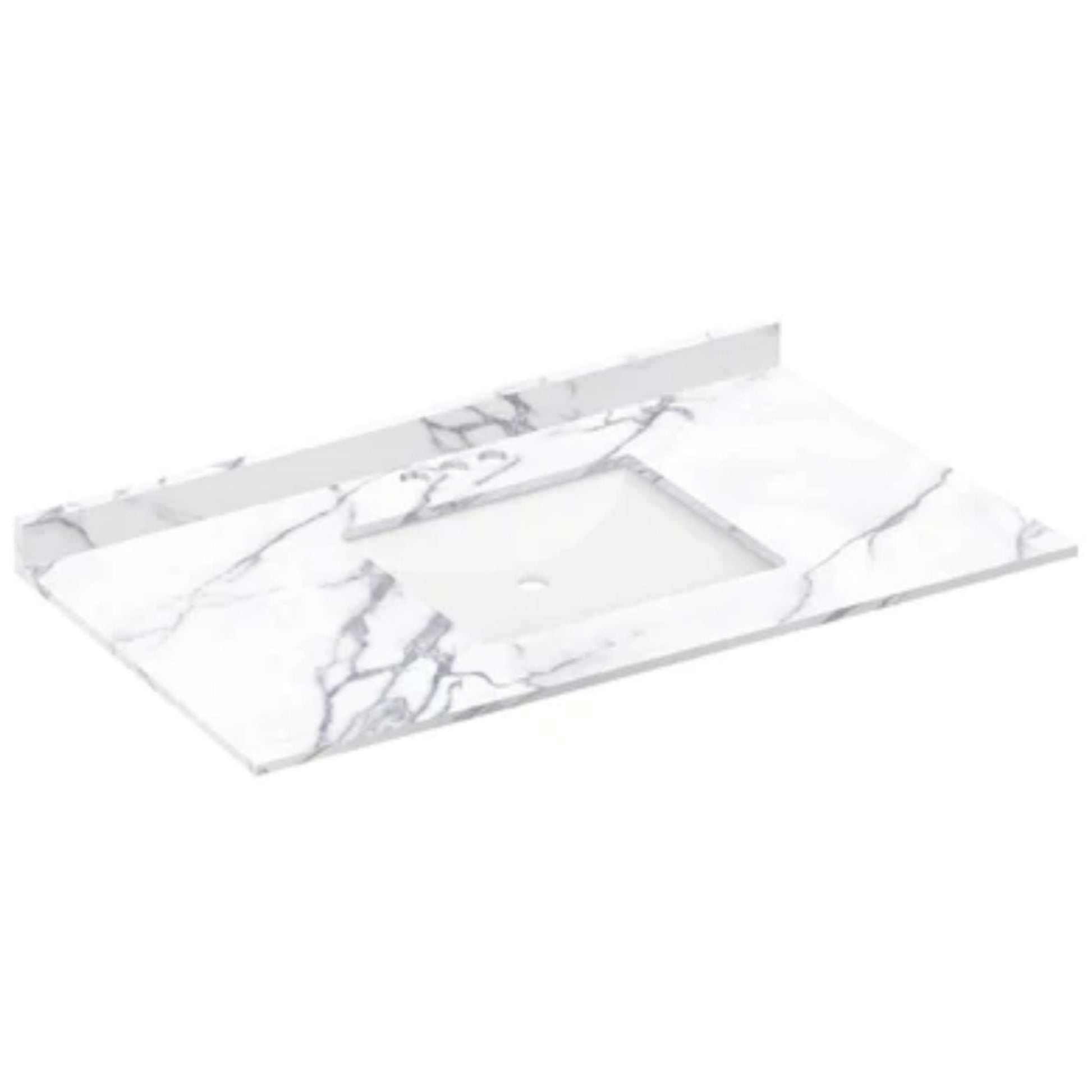 LessCare 43" x 22" Calacatta White Vanity Top with Square Sink - 4 in Faucet Spread