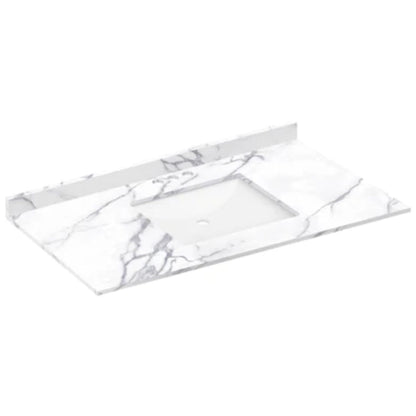 LessCare 43" x 22" Calacatta White Vanity Top with Square Sink - 4 in Faucet Spread