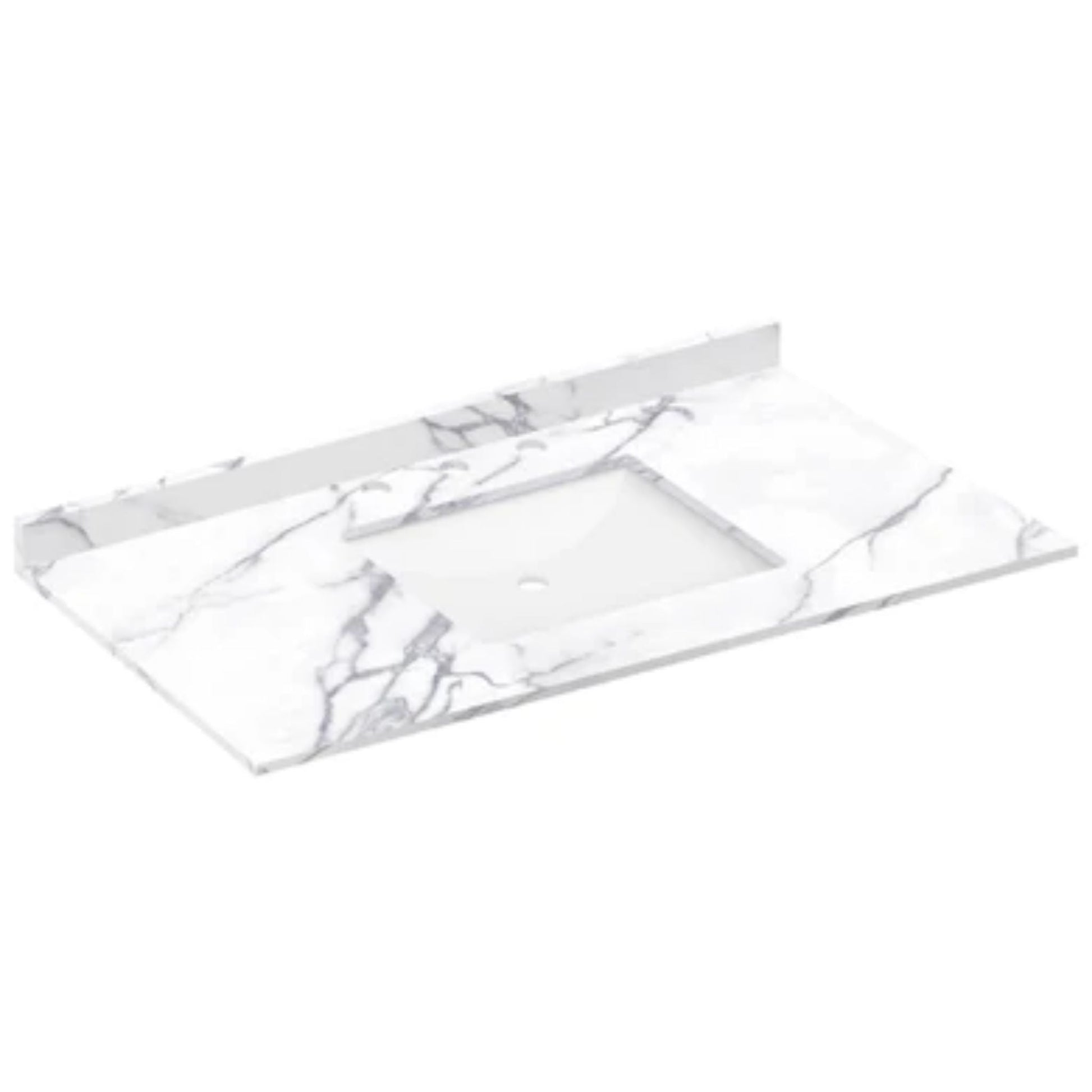 LessCare 43" x 22" Calacatta White Vanity Top with Square Sink - 8 in Faucet Spread