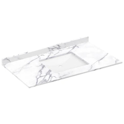 LessCare 43" x 22" Calacatta White Vanity Top with Square Sink - 8 in Faucet Spread