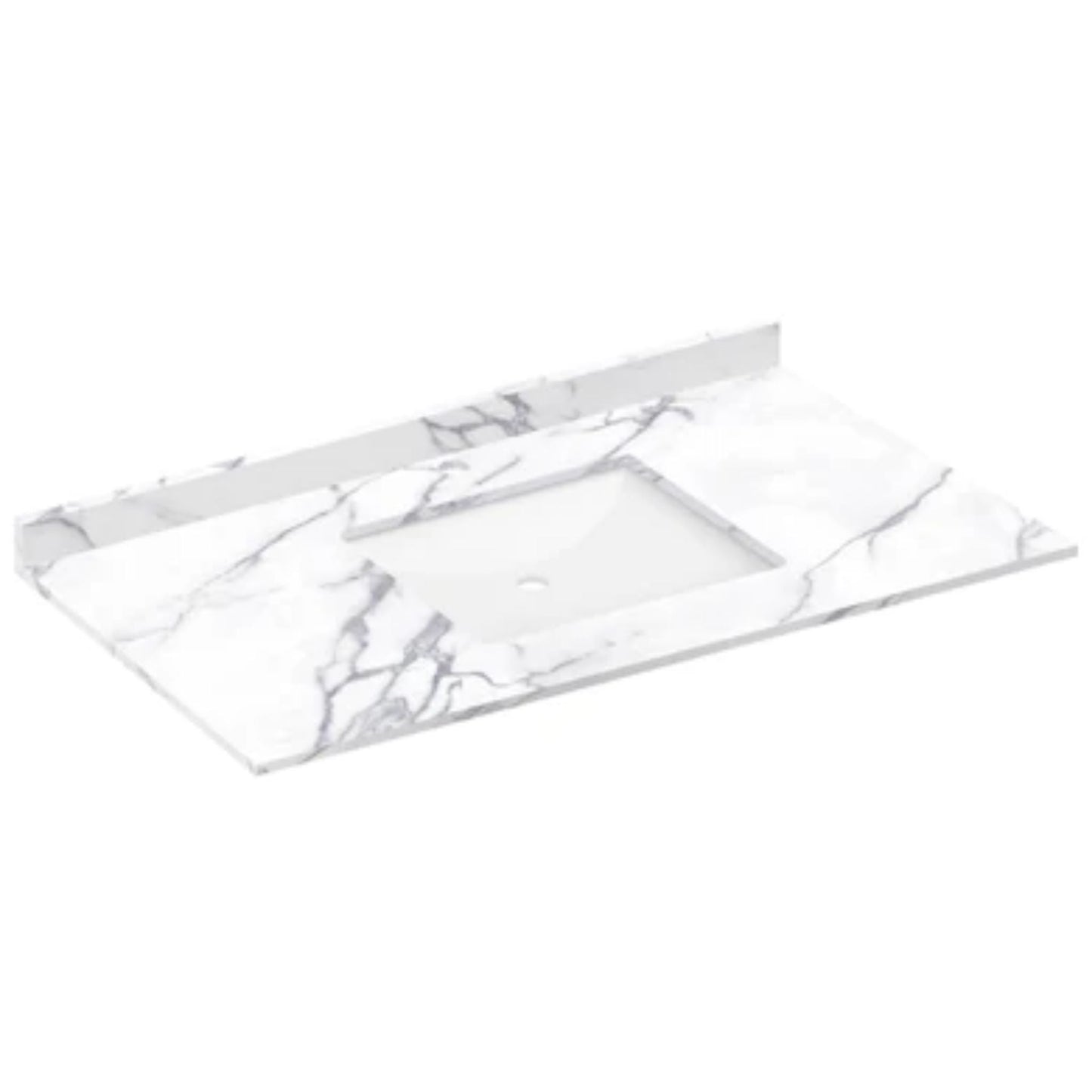 LessCare 43" x 22" Calacatta White Vanity Top with Square Sink - Single Faucet