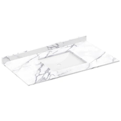 LessCare 43" x 22" Calacatta White Vanity Top with Square Sink - Single Faucet