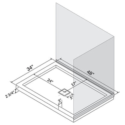 LessCare 48" x 34" Single/Double Threshold Shower Base Pan Center Drain