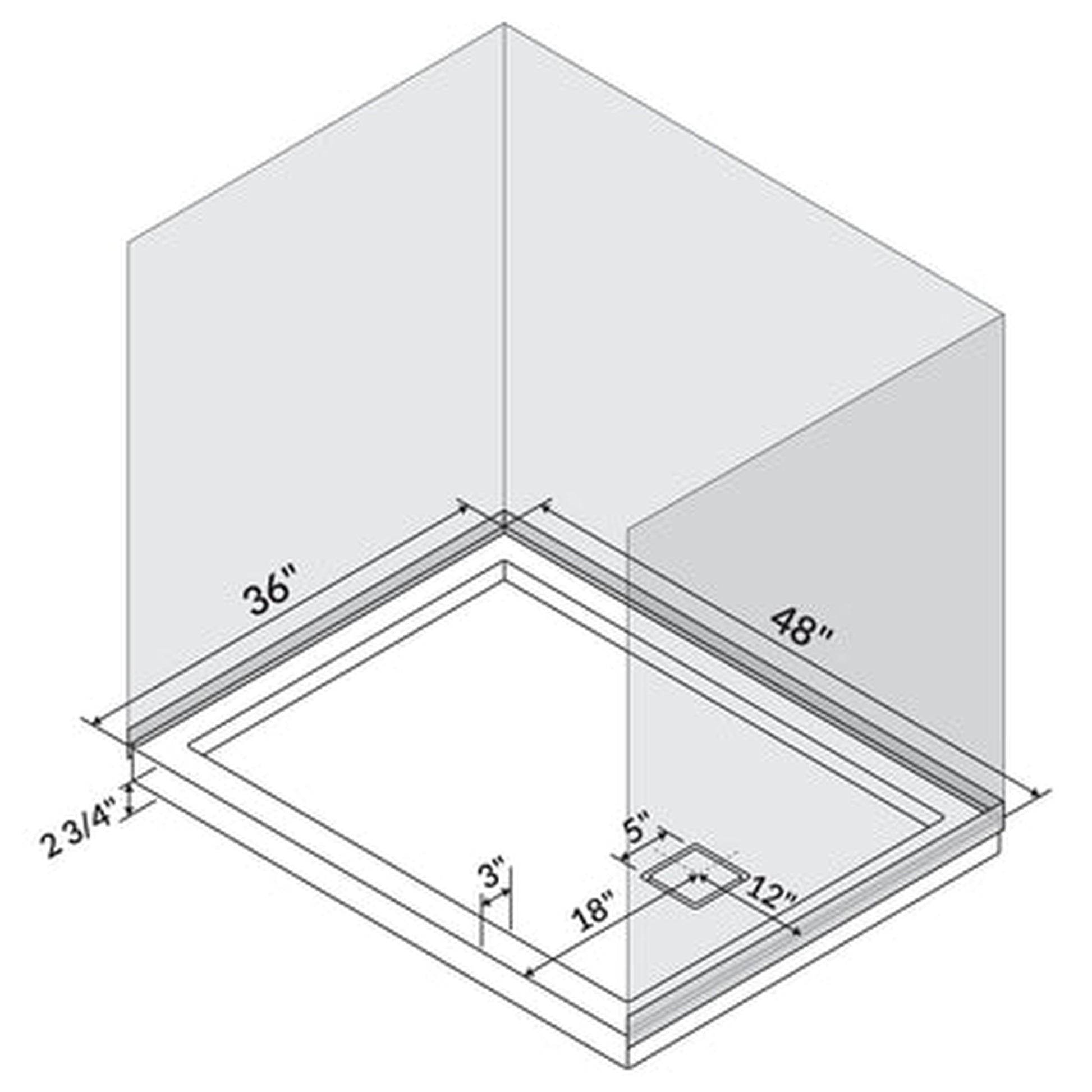 LessCare 48" x 36" Single/Double Threshold Shower Base Pan Right/Left Drain