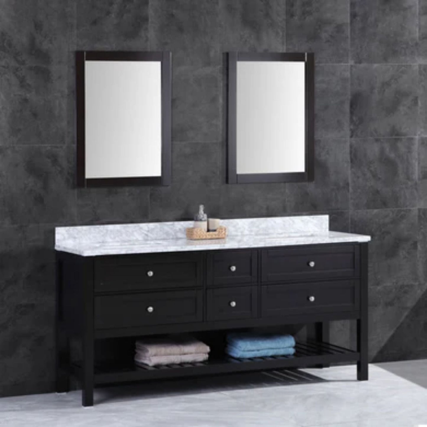 LessCare 59" Espresso Vanity Cabinet Set