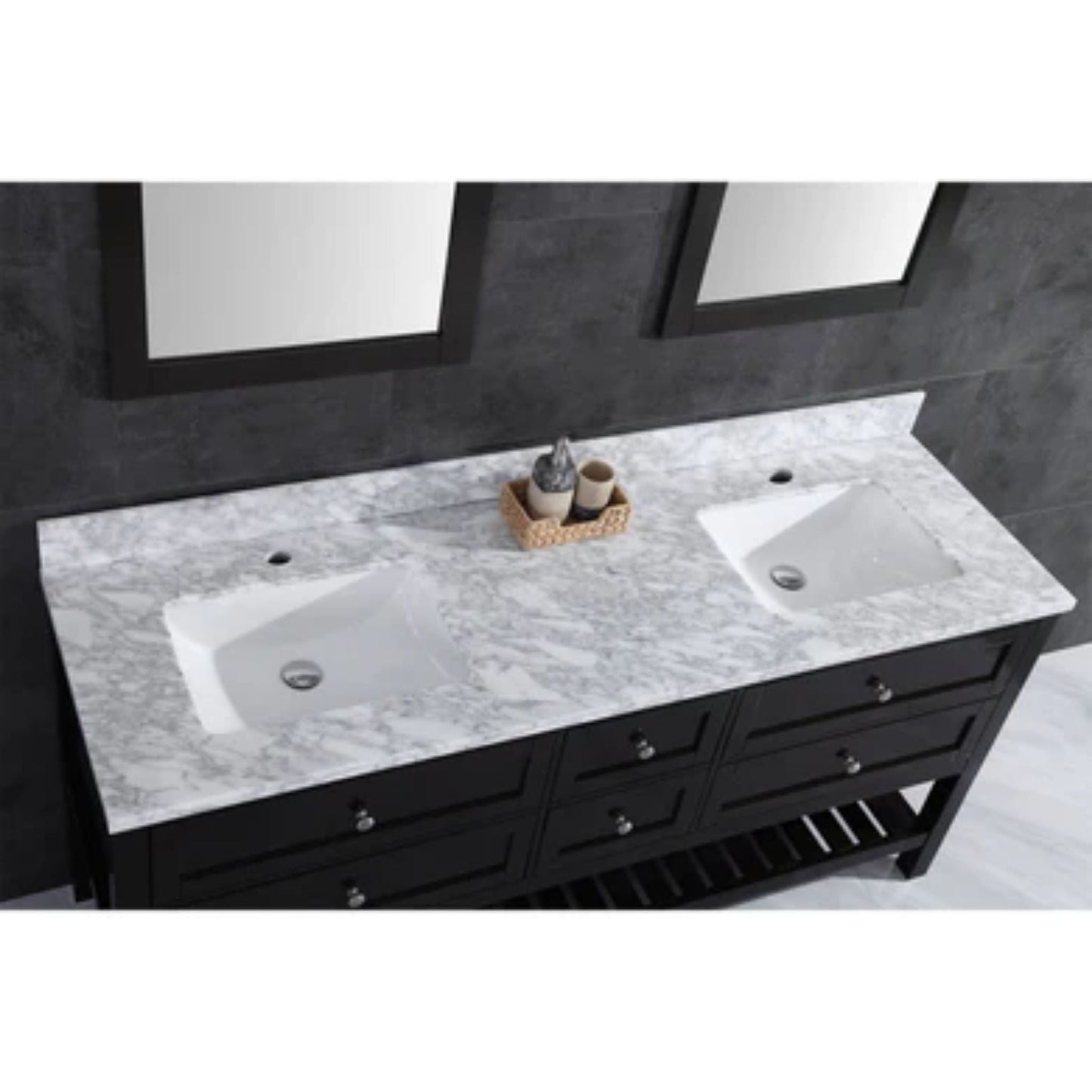 LessCare 59" Espresso Vanity Cabinet Set