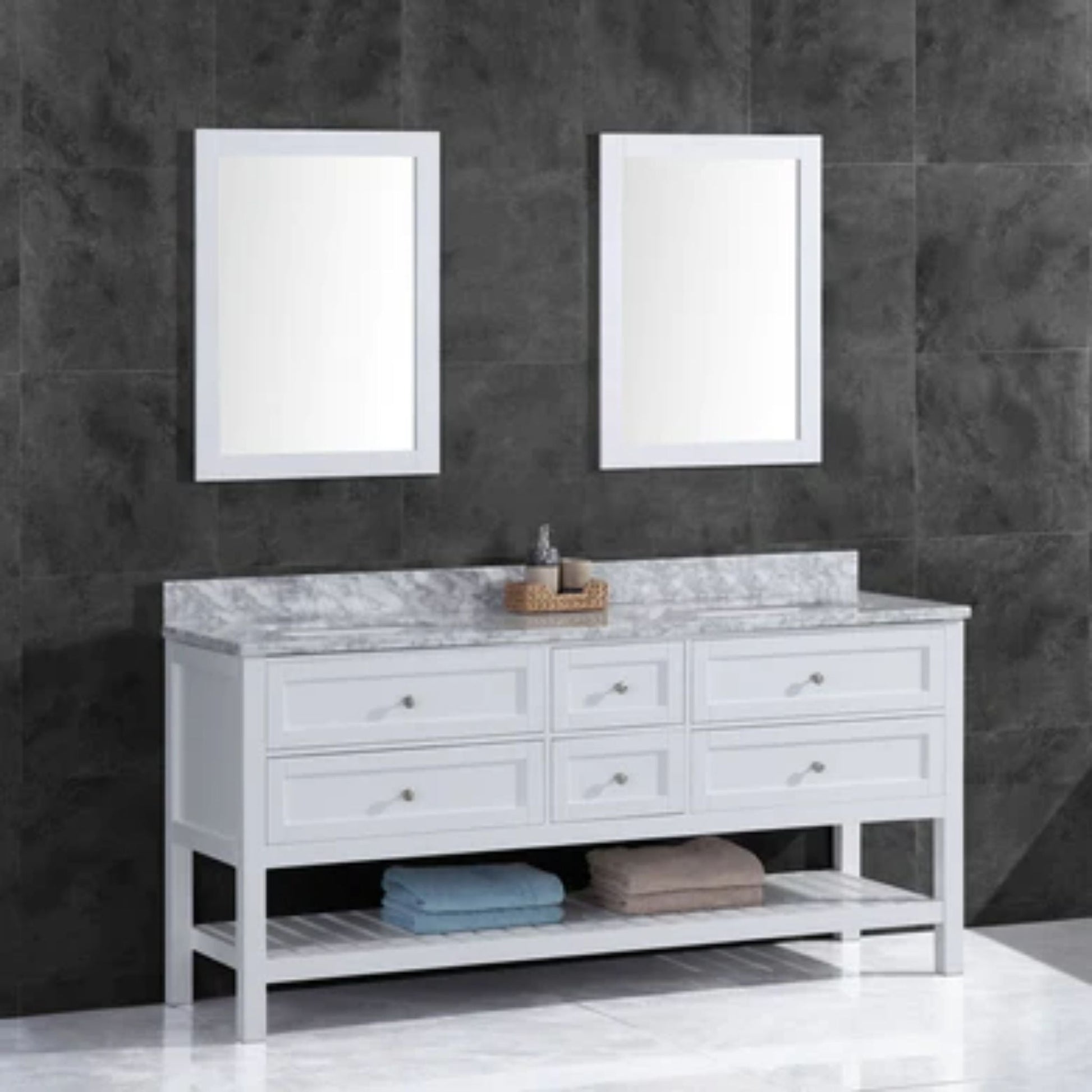 LessCare 59" White Vanity Cabinet Set