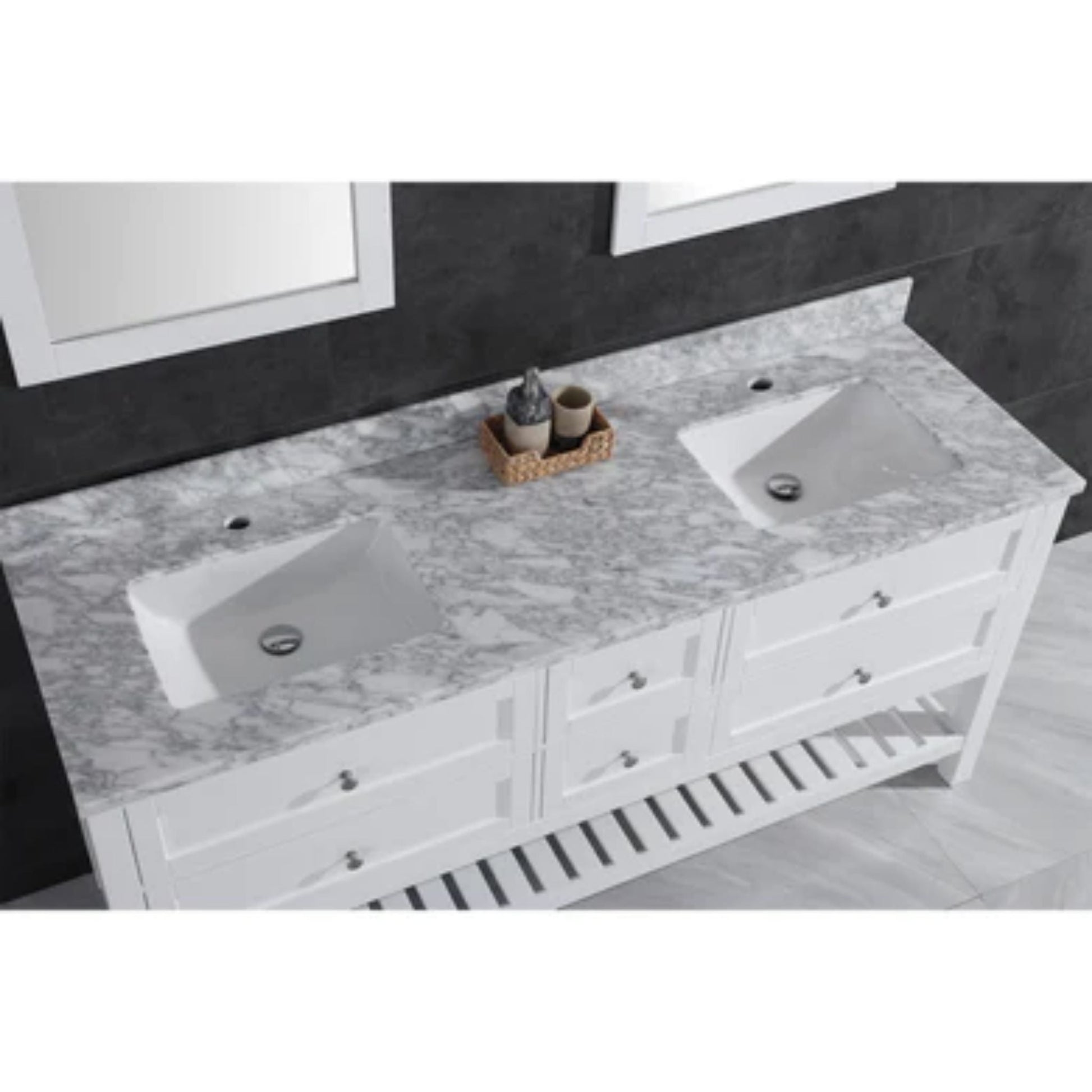 LessCare 59" White Vanity Cabinet Set