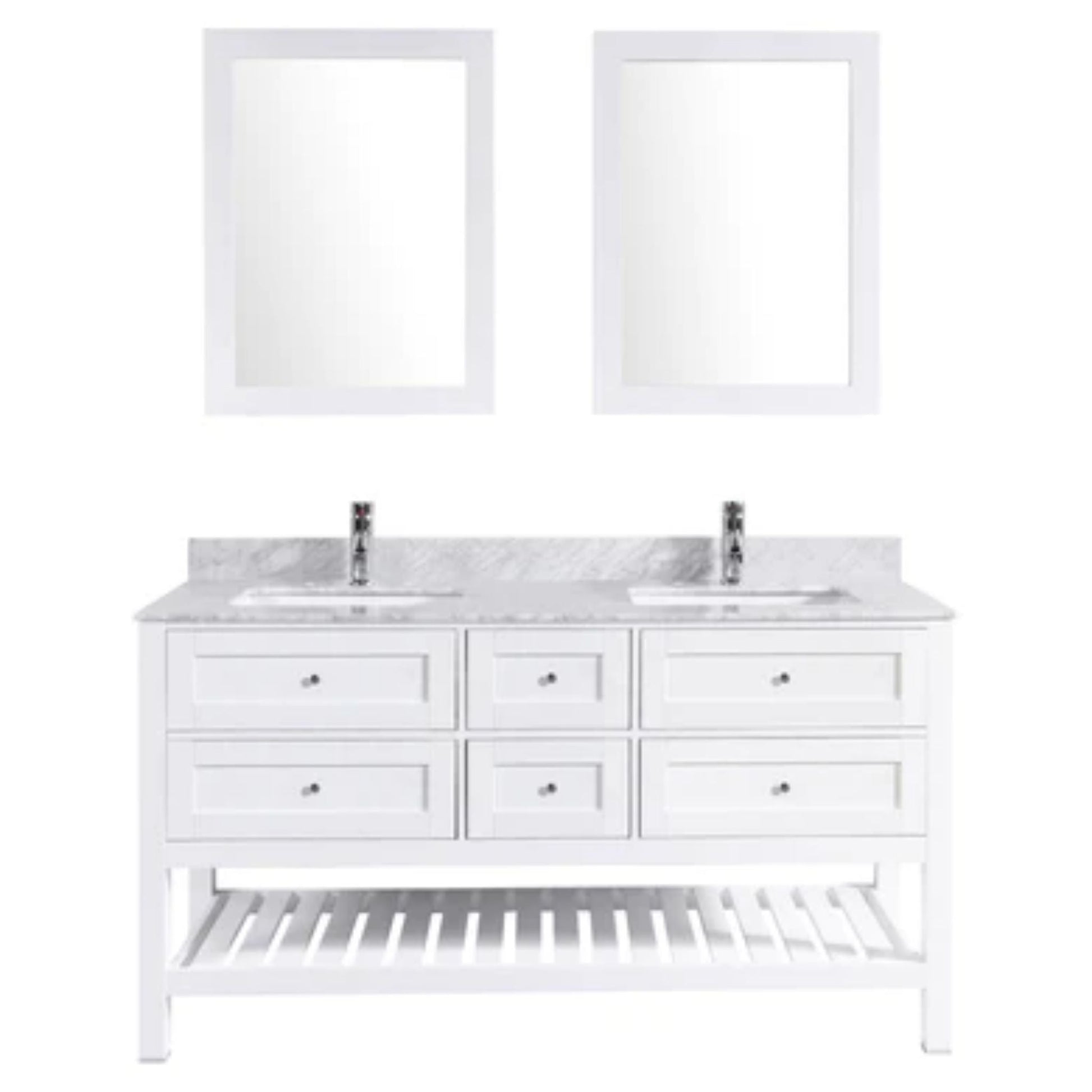 LessCare 59" White Vanity Cabinet Set