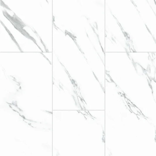 LessCare 5.5mm SPC Calacatta Travertine Waterproof Rigid Luxury SPC Vinyl Flooring with Padding – 24 Sq. Ft. per Box (Set of 12 Planks)