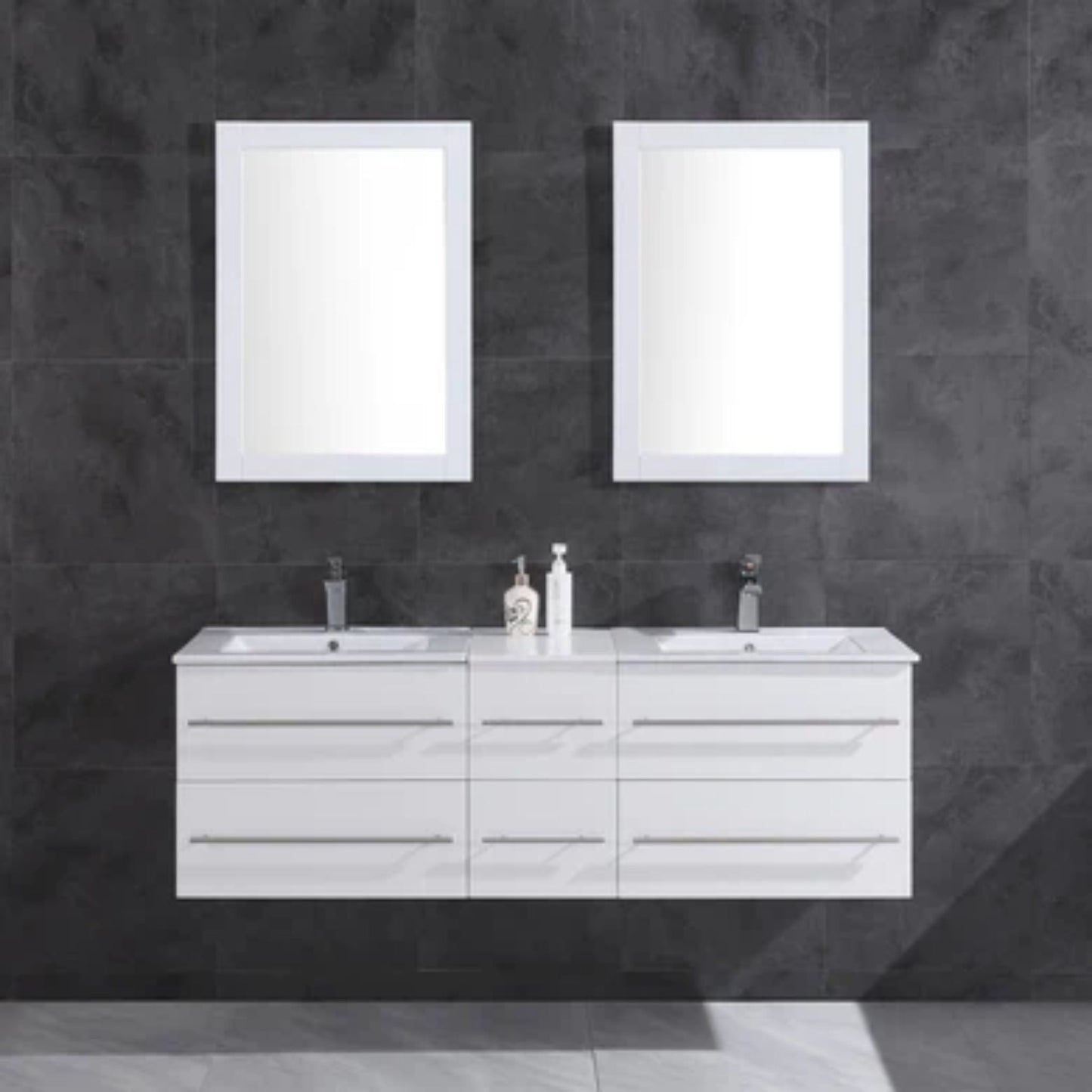 LessCare 60" Vanity Cabinet White Modern - LV12-60W