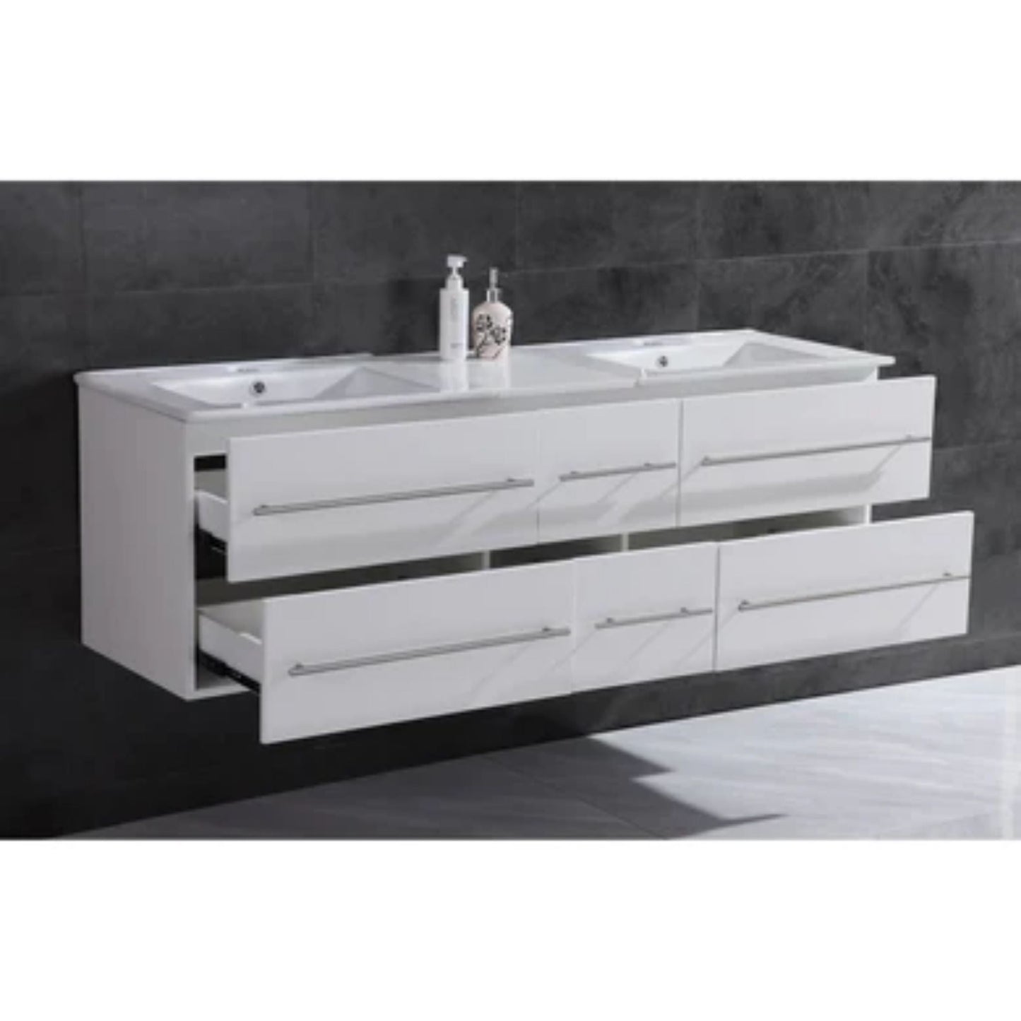 LessCare 60" Vanity Cabinet White Modern - LV12-60W