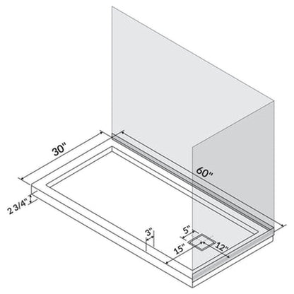 LessCare 60" x 30" Left Double Threshold Shower Pan Base Wall Corner Right Drain