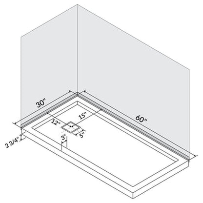 LessCare 60" x 30" Single Threshold Shower Pan Base Alcove Left Drain