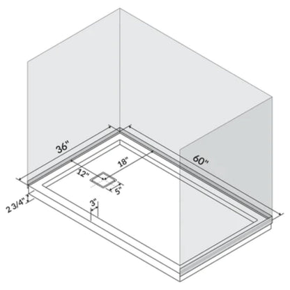 LessCare 60" x 36" Single/Double Threshold Shower Base Pan Right/Left Drain