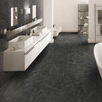 LessCare 6.5 mm MSPC Black Marble Waterproof Vinyl Plank Flooring – 15.51 Sq. Ft. per Box (Set of 8 Planks)