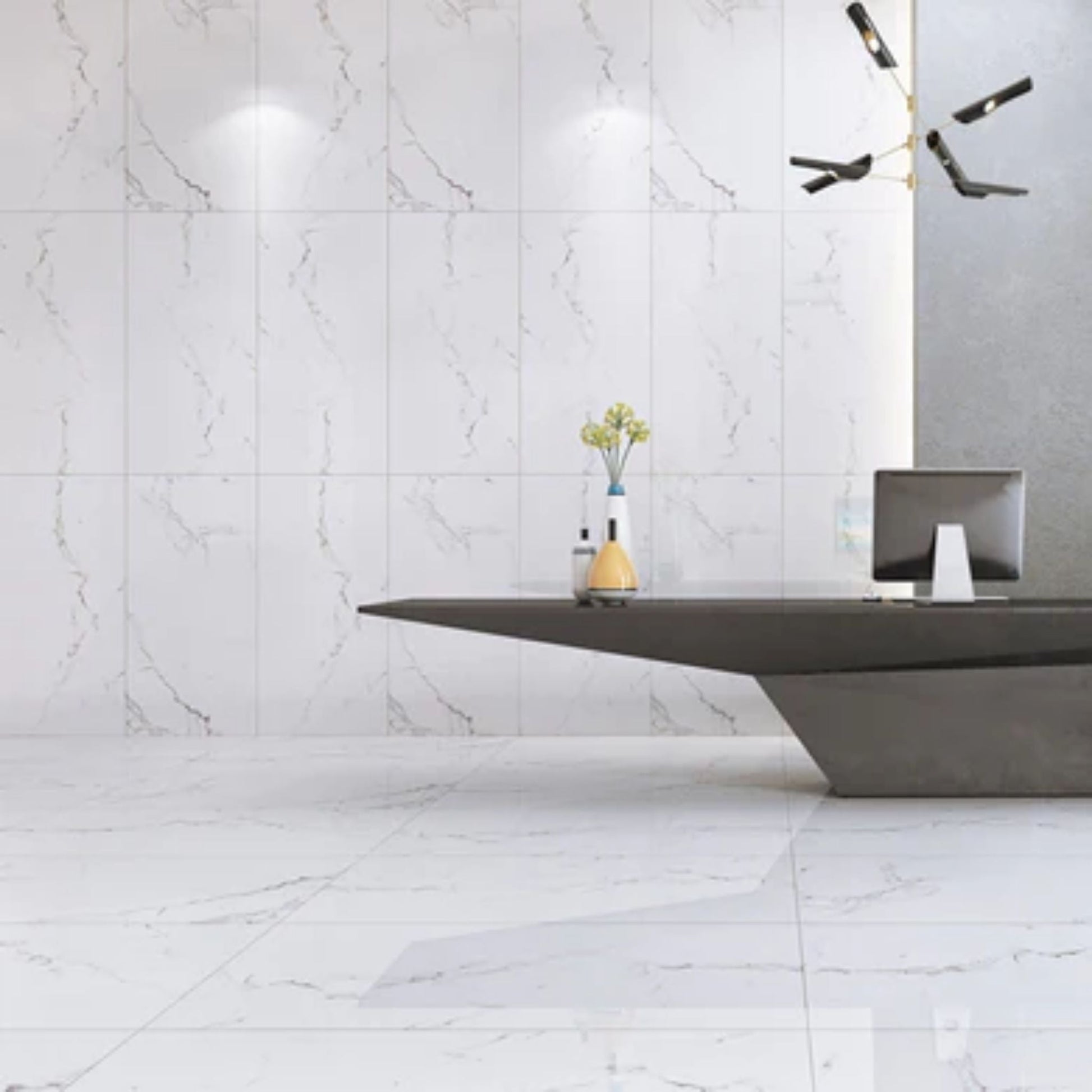 LessCare 6.5mm MSPC Calacatta Gloss Vinyl Flooring – 15.51 Sq. Ft. per Box (Set of 8 Planks)