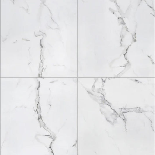 LessCare 6.5mm MSPC Calacatta Gloss Vinyl Flooring – 15.51 Sq. Ft. per Box (Set of 8 Planks)