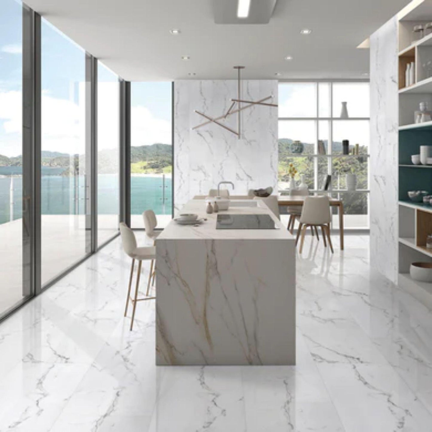 LessCare 6.5mm MSPC Calacatta Matte Vinyl Flooring – 15.51 Sq. Ft. per Box (Set of 8 Planks)