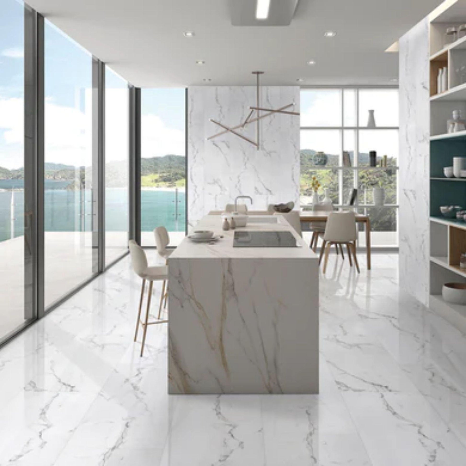 LessCare 6.5mm MSPC Calacatta Matte Vinyl Flooring – 15.51 Sq. Ft. per Box (Set of 8 Planks)