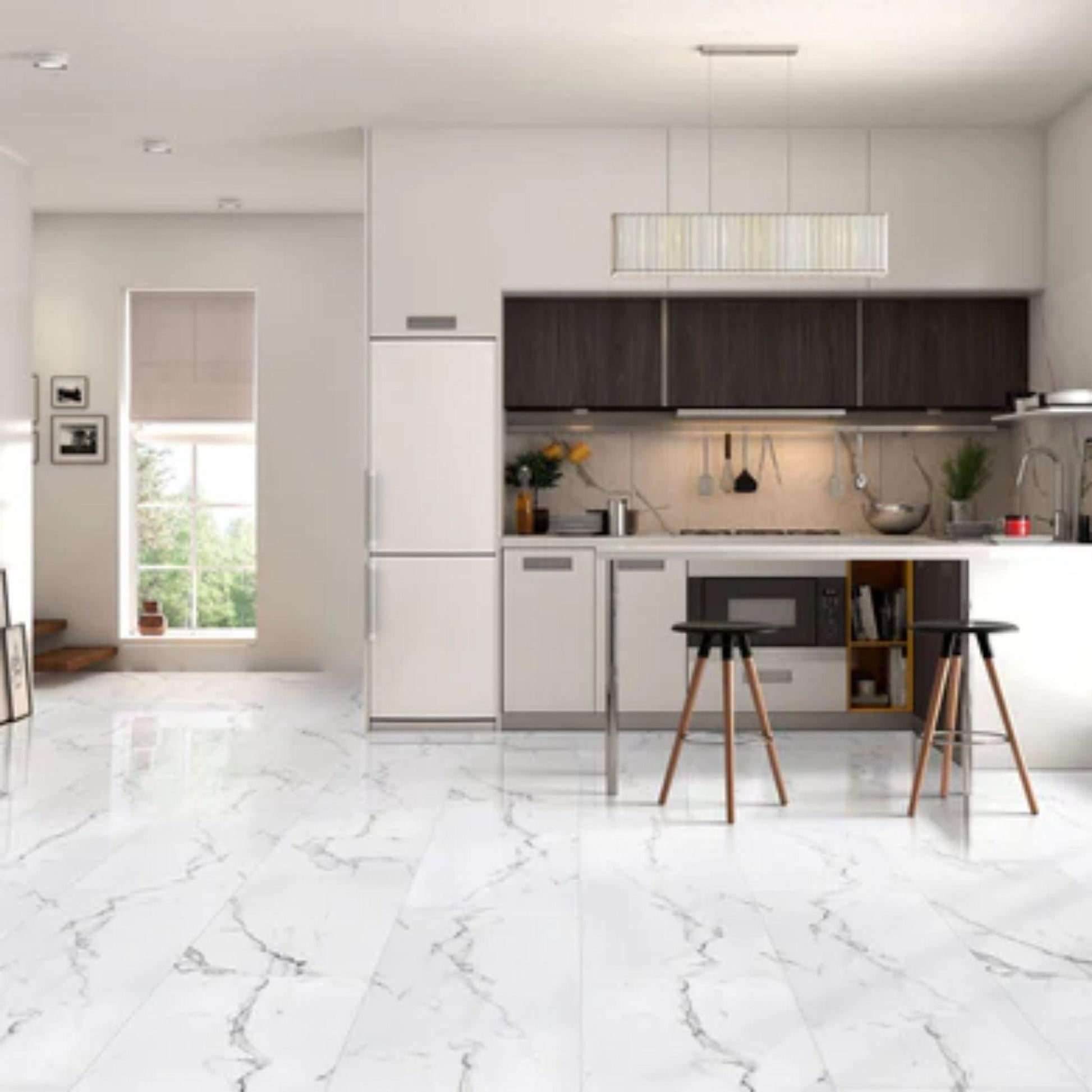 LessCare 6.5mm MSPC Calacatta Matte Vinyl Flooring – 15.51 Sq. Ft. per Box (Set of 8 Planks)