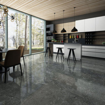 LessCare 6.5mm MSPC Gray Marble Vinyl Flooring – 15.51 Sq. Ft. per Box (Set of 8 Planks)