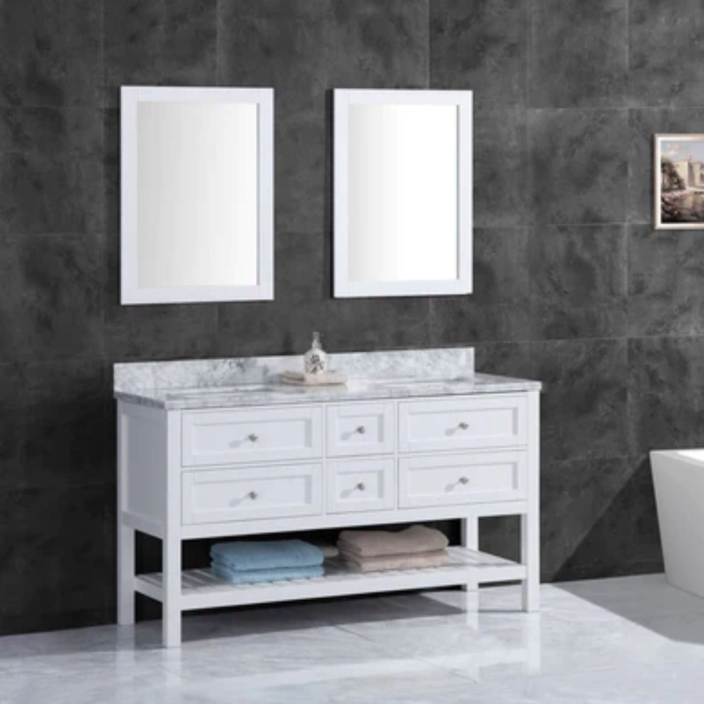 LessCare 71" White Vanity Cabinet Set