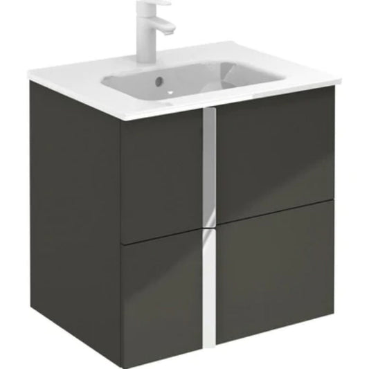 LessCare Onix+ by Royo 24" Anthracite Modern Wall-Mount 2 Drawers Vanity Cabinet