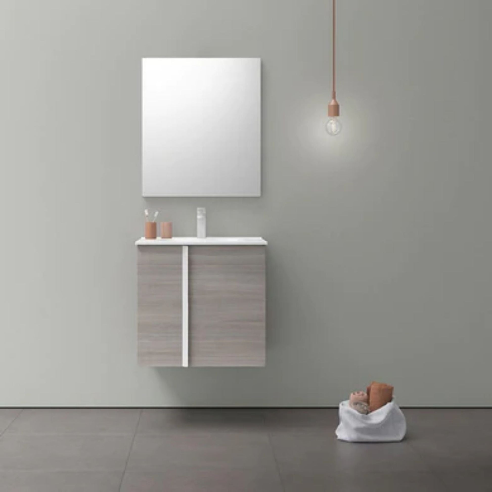 LessCare Onix+ by Royo 24" Sandy Grey Modern Wall-Mount Vanity Cabinet