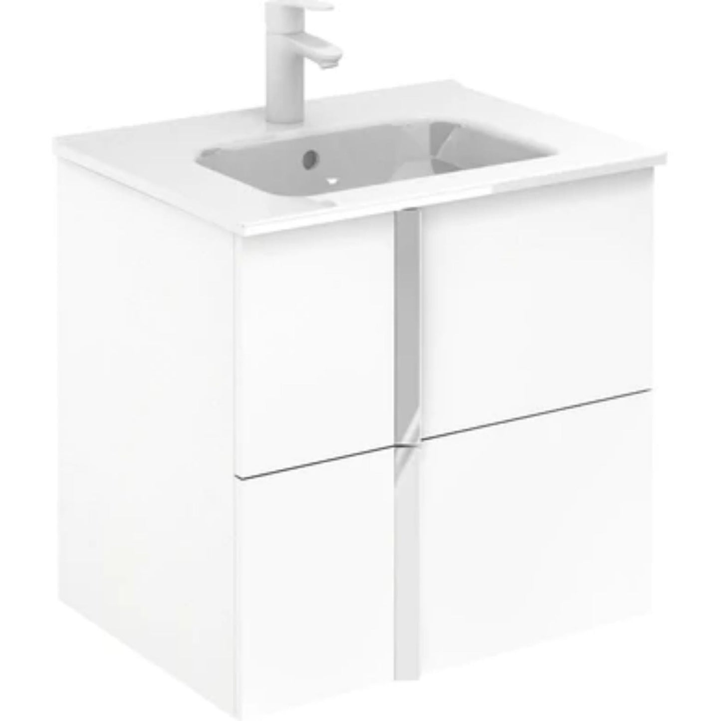 LessCare Onix+ by Royo 24" White Modern Wall-Mount 2 Drawers Vanity Cabinet