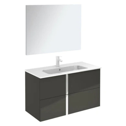 LessCare Onix+ by Royo 40" Anthracite Modern Wall-Mount 2 Drawers Vanity Cabinet