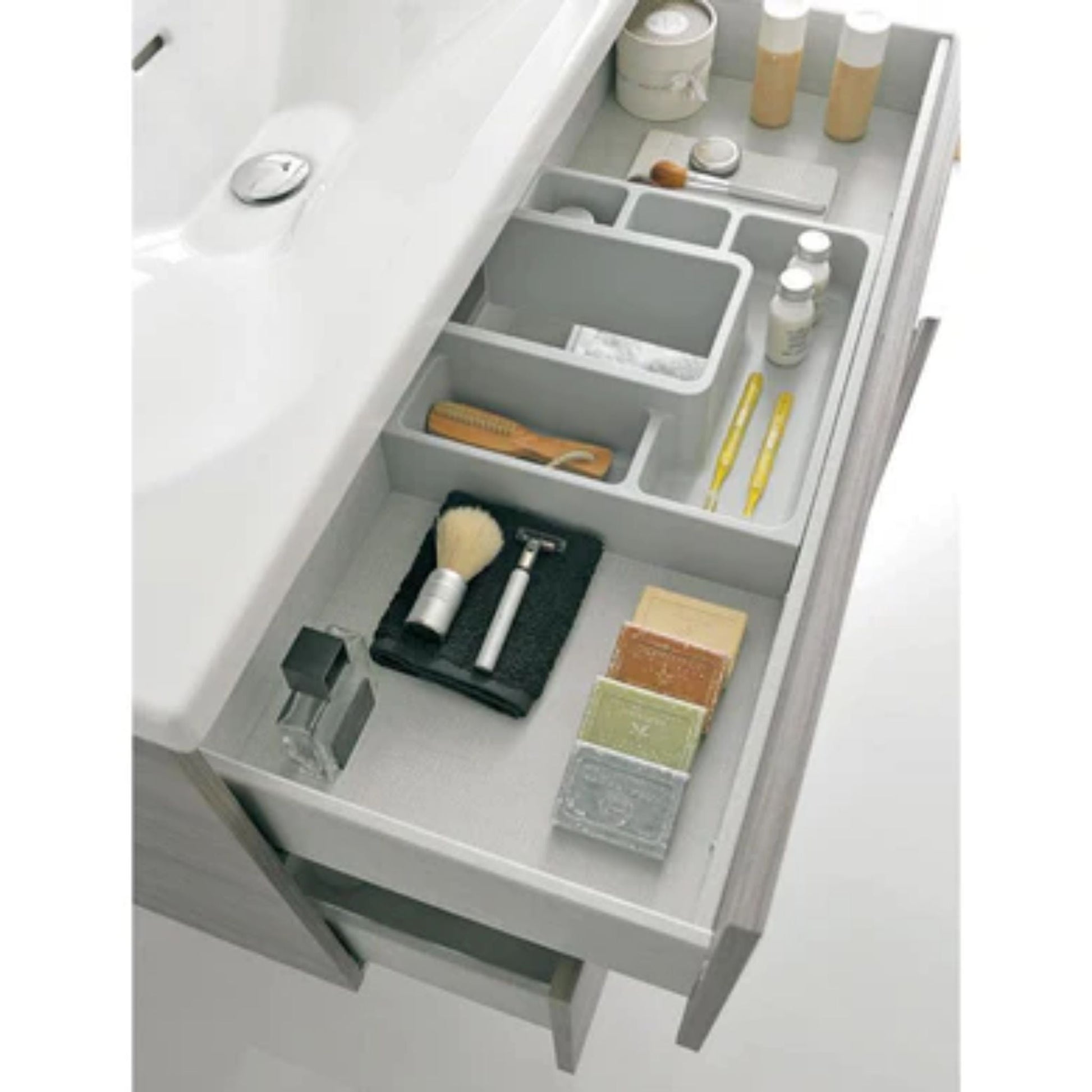 LessCare Onix+ by Royo 40" Sandy Grey Modern Wall-Mount 2 Drawers Vanity Cabinet