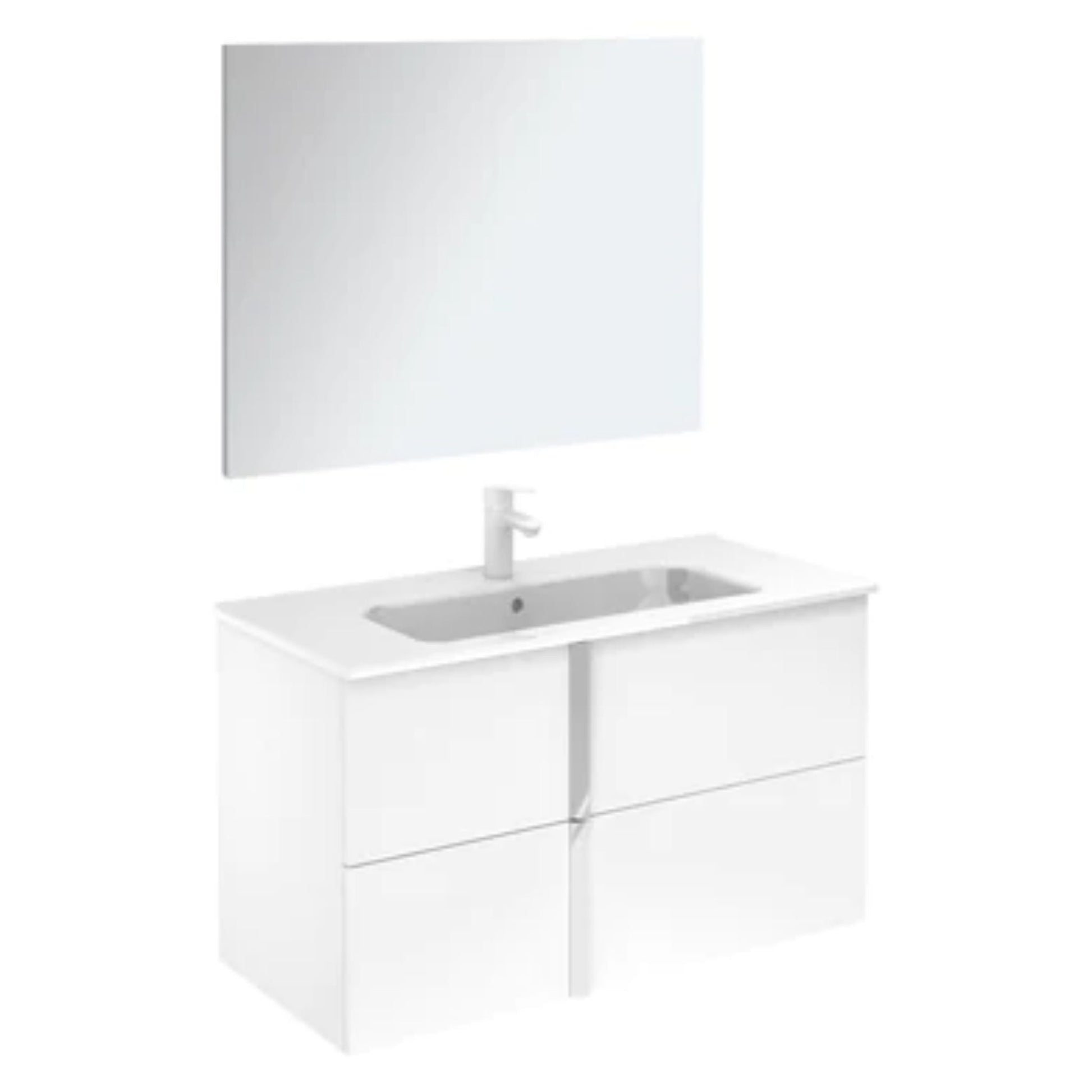 LessCare Onix+ by Royo 40" White Modern Wall-Mount 2 Drawers Vanity Cabinet