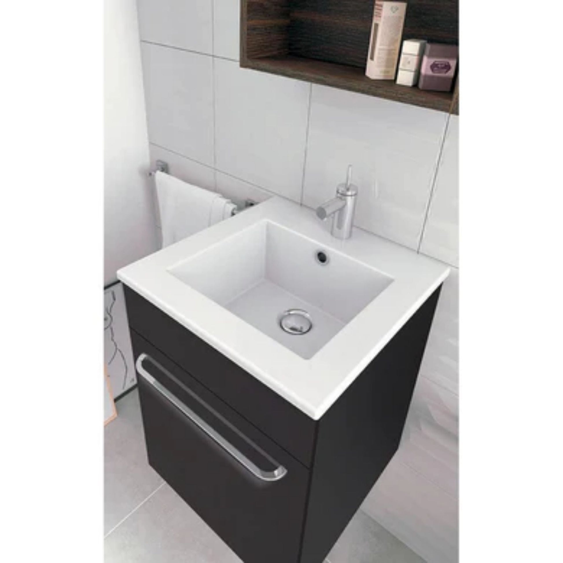 LessCare Qubo by Royo 16" Anthracite Modern Wall-Mount Vanity Set