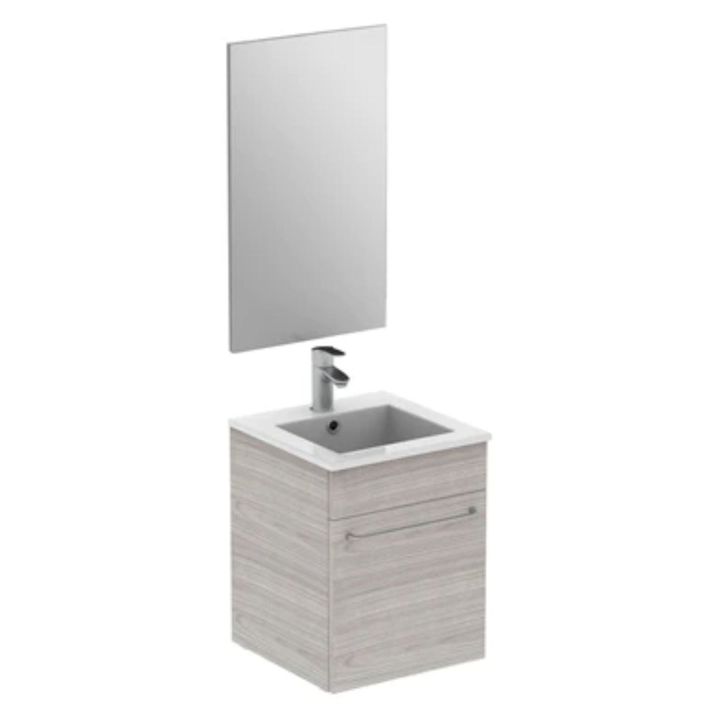 LessCare Qubo by Royo 16" Sandy Grey Modern Wall-Mount Vanity Set
